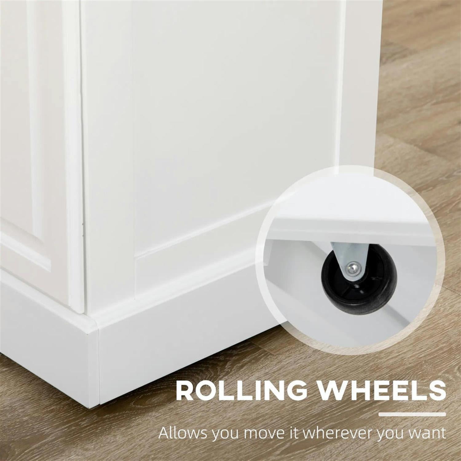 Demi Bonn 3 Tier Kitchen Island Cart on Wheels, Rolling Dining Room Serving Utility Carts Mobile Movable with Drawers for Dining Room, White