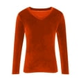 thumbnail image 4 of Velvet Tops for Women Long Sleeve Crewneck Dressy Elegant Date Night Velour Shirts, Saffron Fashionable top, 4 of 4