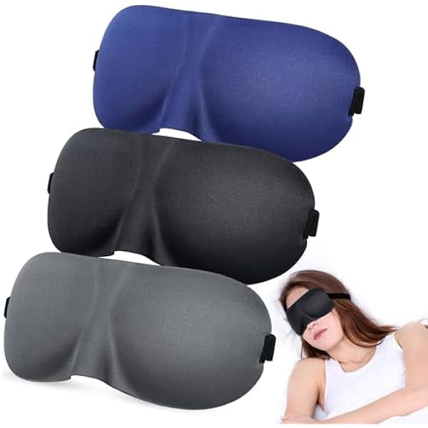 wonima11 Eye Mask for Sleeping, Sleep Mask for Men Women, Soft Breathable Blackout Blindfold, Travel Eye Cover, Night Sleeping Mask for Side Sleeper
