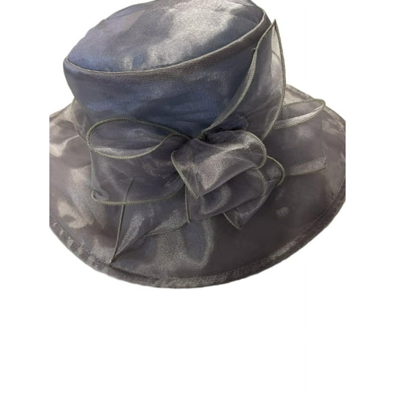 Organza Hat Church Derby Ornate Ruffle Bow Tea Party – Grey
