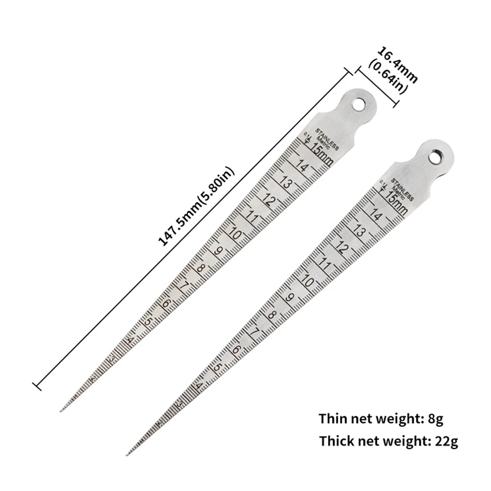 1PC Taper Gauge Feeler 1-15mm Stainless Steel Gap Hole Measuring Tool Double Side Wedge Aperture Scale ,Corrosion-Resistant
