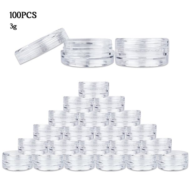 Botella de maquillaje de 100 piezas, mini tarro cosmético de muestra, recipiente de crema facial recargable portátil, 3 g, transparente kenally HA004482-01
