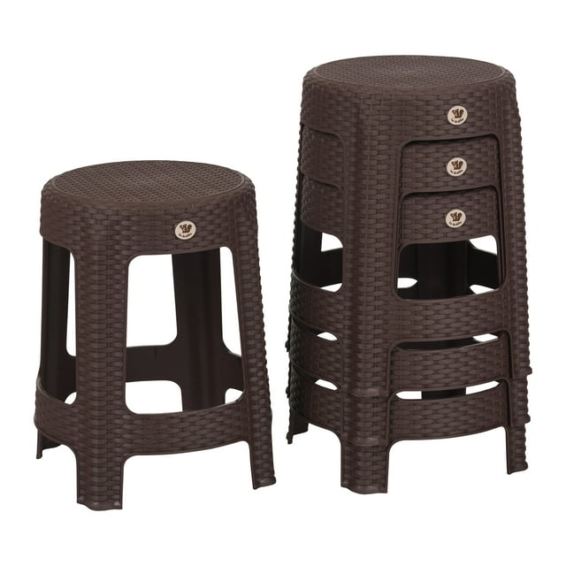 Kit 4 Bancos de Plástico La Ardilla para exterior e Interior (Chocolate)