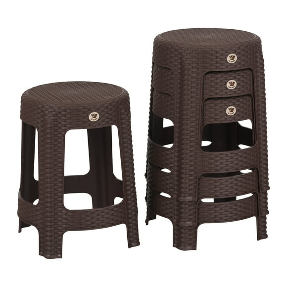 Kit 4 Bancos de Plástico La Ardilla para exterior e Interior (Chocolate)