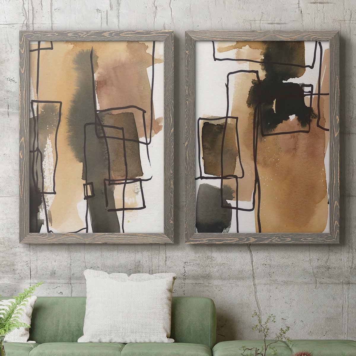 Retro Vibe III - Premium Framed Canvas 2 Piece Set - Ready to Hang