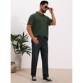 thumbnail image 5 of DARING DIVA Men's Jacquard Short Sleeve Button Down Collared Polo Shirts S Green, 5 of 7