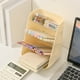 thumbnail image 4 of Contenedor para bolígrafos con tapón inclinado | Organizador de escritorio para oficina y residencia universitaria | Estante de almacenamiento de plástico con compartimentos | Beige o transparente, 4 of 6