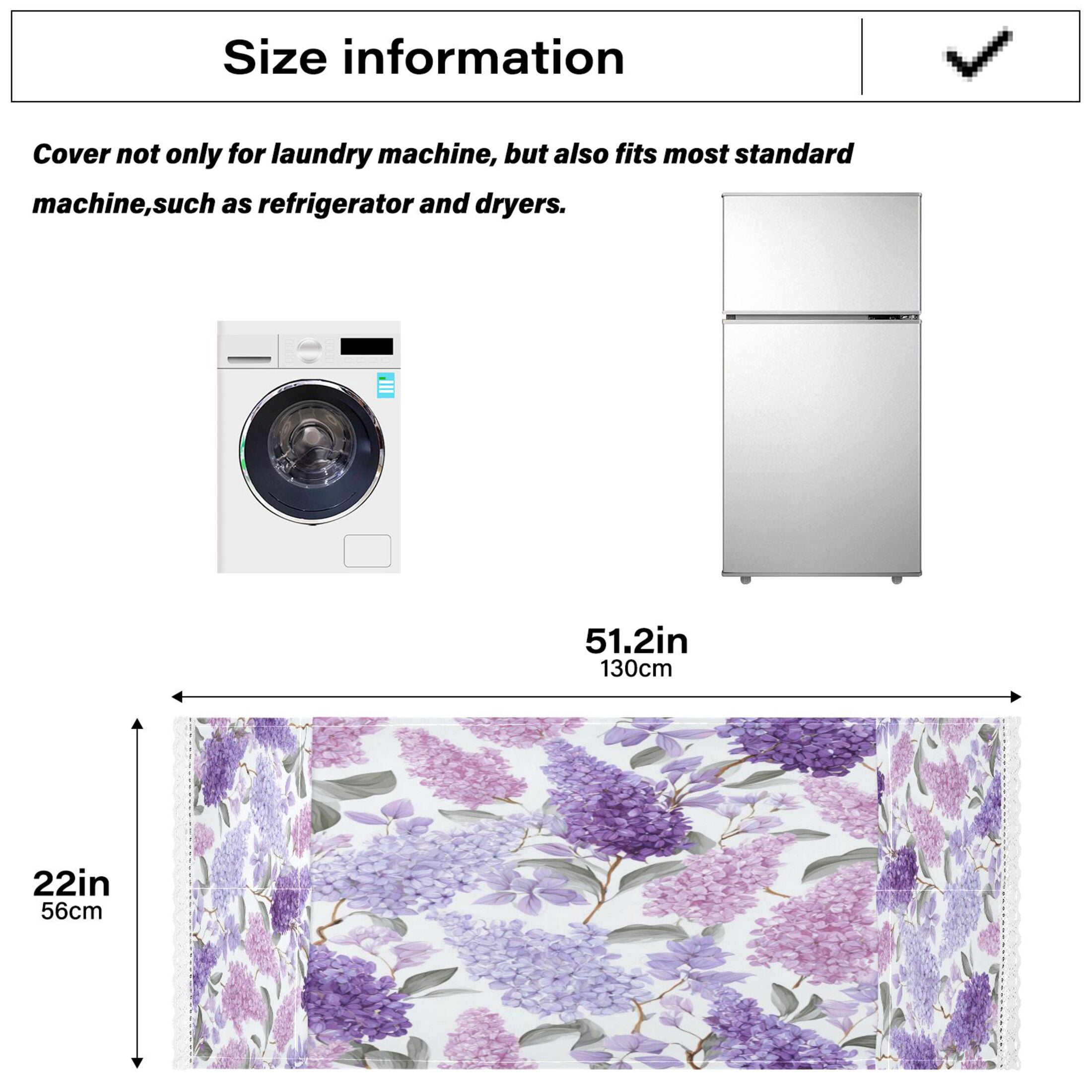 Wobogo Lavender Washing Machine Cover Dustproof Washer Dryer Cover Waterproof Laundry Room Decorative Protector
