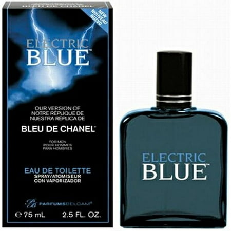 Parfums Belcam Electric Blue Eau de Toilette, Cologne for Men, 2.5 Oz Full Size