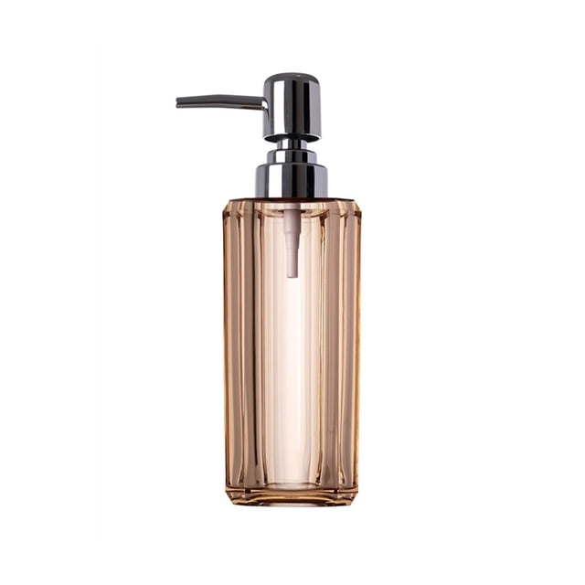 Dispensador de jabón líquido recargable transparente de resina de lujo, botella con bomba for tocador de baño, encimera, fregadero, plástico plateado galvanizado