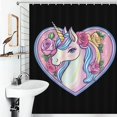 thumbnail image 4 of Cortina de ducha impermeable con forma de corazón de unicornio mágico y rosa, ligera y lavable a máquina, para decoración de baño, 152 x 183 cm, 4 of 8