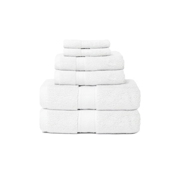 Zero Twist Hotel 6-Piece 100% Cotton Bath Hand Wash Towel Set, White