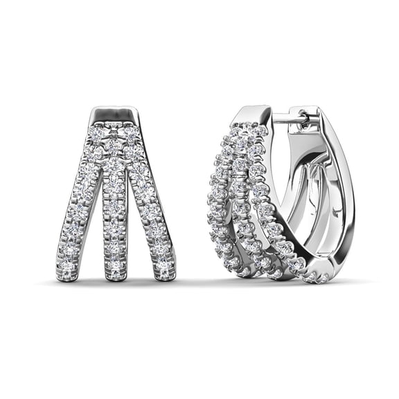Cate & Chloe Aliyah 18k White Gold Plated 14mm Hoop Earrings with Simulated Diamond Crystals for Women