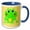 Blue/White, variant on 3drose, Image of Big Lime Green Frog on Yellow Dots, 11oz Magic Transforming Mug