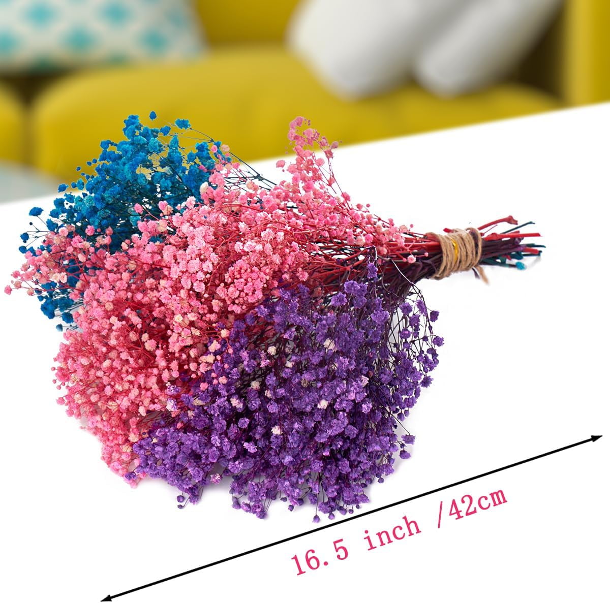 Dried Baby's Breath Flowers Purple-Pink-Blue, 17 inch Natural Dried Flowers Babys Breath Bulk 3000+, Real Dried Gypsophila Branches for Wedding, Party, Table Vase, DIY, Home Decor