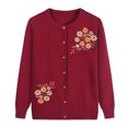thumbnail image 2 of QUINDOS Womens Cardigan,Women's Coat Knitted Cardigan Floral Print Design Outerwear Tops Women's Long Sleeves, 2 of 9