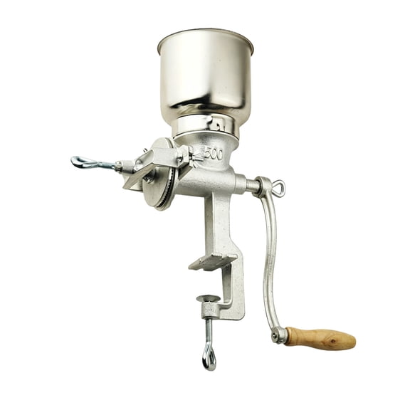 Nnndbs Heavy Duty Manual Grain Mill 11.81x7.87x5.91 inch, Hand Crank Corn Wheat Grinder with Tabletop Clamp, Adjustable Flour Mill for Home Brewing Baking