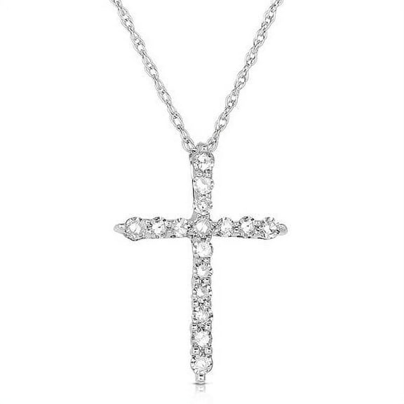 Diamaison 1/5 Cttw Natural White Diamond Cross Pendant for Adult in 10Kw Gold