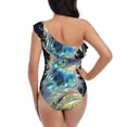 thumbnail image 5 of Picia Colorful Stained Glass Deer Pattern Women's One Piece Swimsuits,One Shoulder Swimwear Asymmetric ,Ruffle Monokinis Bathing Suits,High Waisted Flattering Bathing Suits-Large, 5 of 8
