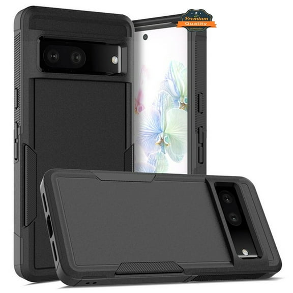 For Google Pixel 7 Hybrid Bumper Rugged Dual Layer Heavy-Duty Military-Grade 2in1 Rubber TPU Defender Protective Phone Case Cover by Xpression - Black