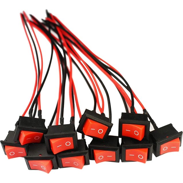 Ac 6a/250v 10a/125v 2 Solder Spst On/off Mini Boat Wired Rocker Switch 2pin Toggle Spst Switch Snap With Lines