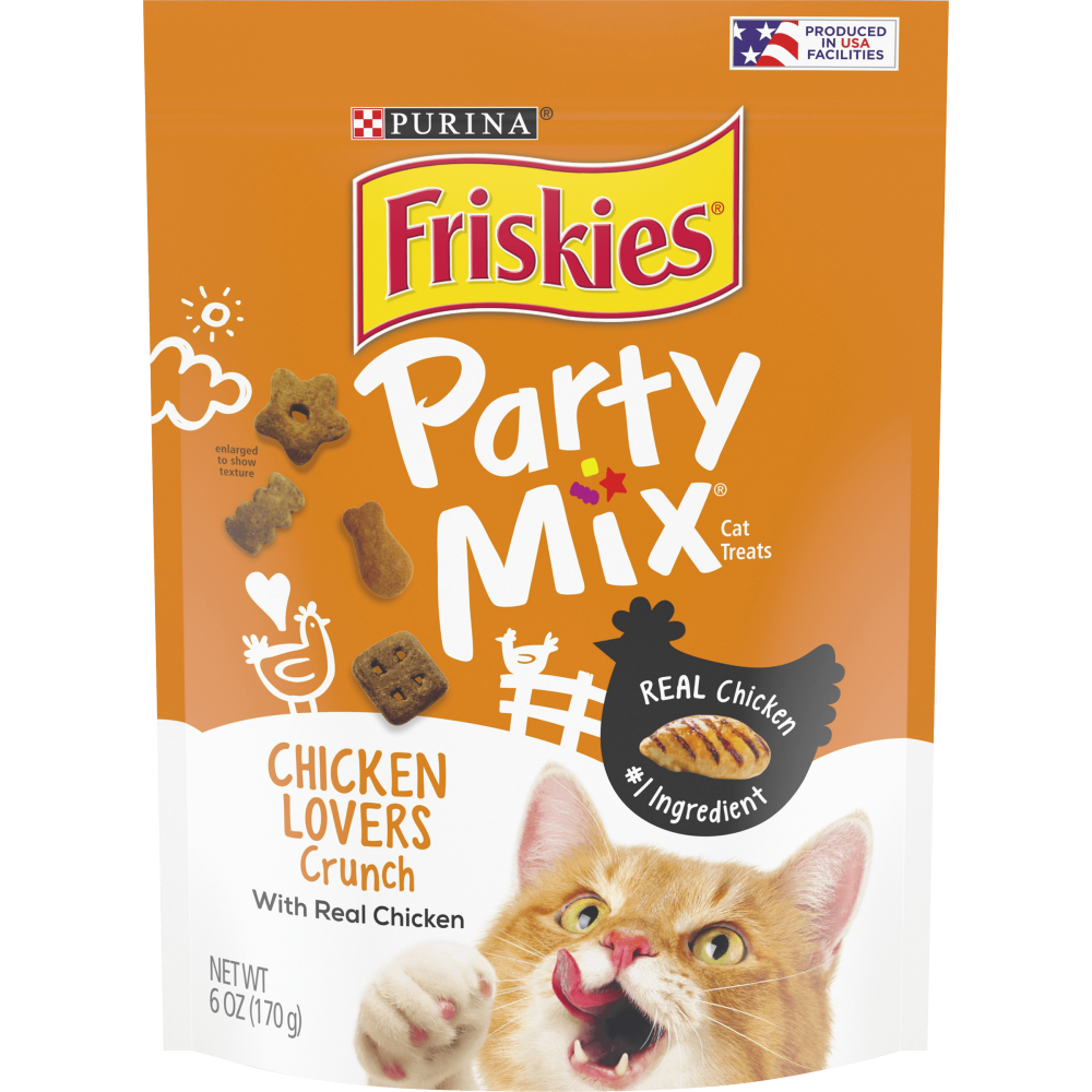 Friskies Cat Treats, Party Mix Chicken Lovers Crunch (6) 6 oz. Bags