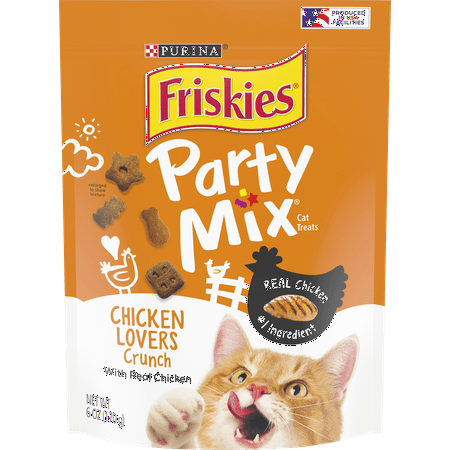 Friskies Cat Treats  Party Mix Chicken Lovers Crunch - (6) 6 oz. Bags