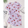 thumbnail image 7 of CCRFTGI Summer Clothes for Child Girls Size 7-8 Two Piece Outfits Cute Preppy Clothing Sets Casual Cherry Print Short Sleeve Tee Top and Waist Shorts Athletic Tracksuit Purple 11-12 Years, 7 of 7