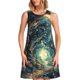 thumbnail image 1 of Fotbe Enchanted Forest Skull Path Vestido de Verano sin Mangas para Mujer – Vestido Midi Línea A, Estilo Camiseta Floral, Vestido Playero Casual y Fluido, 1 of 7