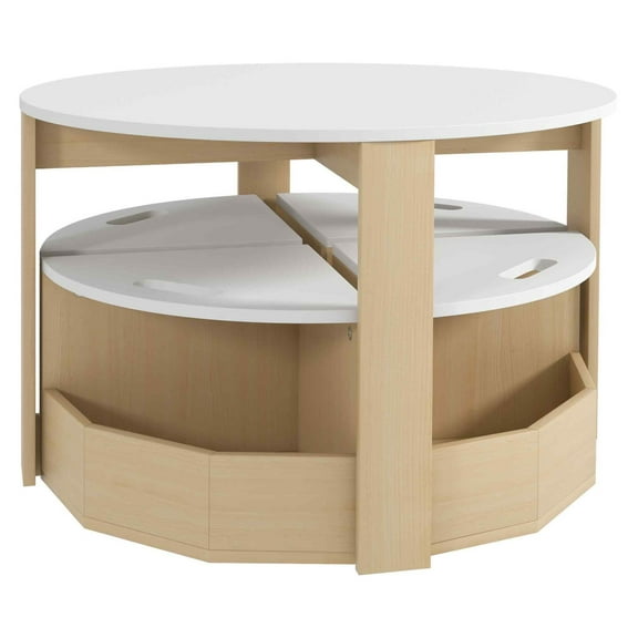 Kids Table and Chair Set 5 Piece, White MDF Toddler Table Set with Storage for Playroom, Classroom, Nursery - Ages 3-8