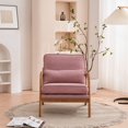 thumbnail image 2 of Modern Accent Chair, Upholstered Armchair with Wood Frame, Bronzing Cloth Single Sofa Chair with Lumbar Pillow for Living Room Bedroom Apartment, Pink, 2 of 7
