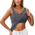 thumbnail image 2 of VV AVEORS Built in Bra Tank Top for Women Soft Stretch Cami Casual Wide Strap Top for Everyday,Yoga, Lounge,Going Out Dark Gray XL, 2 of 8