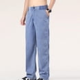 thumbnail image 5 of Mens Classic Relaxed Fit Jeans Stretch Casual Baggy Y2k Skater Vintage Plain Pants Casual Wide Leg Jeans Loose Fit Denim Pants Big & Tall Size M-5XL Blue, 5 of 8