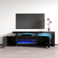 thumbnail image 3 of Inferno BL-EF Fireplace TV Stand for TVs up to 80", Modern High Gloss 73" Entertainment Center, Electric Fireplace TV Media Console with Storage Cabinets, 3 of 5