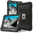 thumbnail image 3 of ELEHOLD 3-Layer Rugged Case For Apple iPad Mini 7th 6th Generation Heavy Duty Shockproof Cover, [Drop Protection], [Logo Visible], With Kickstand & Pencil Holder & Shoulder Strap, Black, 3 of 11