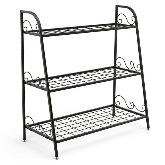 Costway 3-tier Metal Plant Stand Shelf Flower Pot Holder Display Rack Shoe Organizer