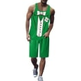 thumbnail image 1 of VBARHMQRT Mens Pajama Shorts Soft Mens St. Pat's Day Casual Printed Round Neck Pullover Vest Drawstring Shorts Set Two Piece Set, 1 of 6