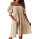 thumbnail image 2 of Vestido bohemio con hombros descubiertos para mujer - Manga abullonada, volantes fluidos, poliéster, ropa de playa/vacaciones/verano, 2 of 8