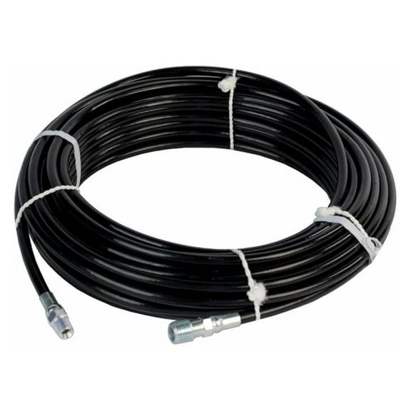 Schieffer 4800 PSI Sewer Jetter Hose - 1/8in x 50ft - Thermoplastic - Black - MPT/Solid Bushing Ends - USA Made