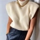 thumbnail image 5 of Suéter de cuello alto sin mangas de color sólido para mujer, moda informal, con hombreras, otoño e invierno, 5 of 6