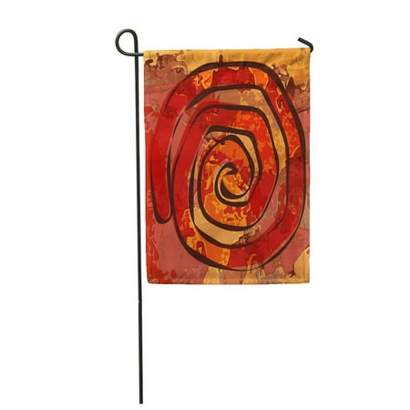 KDAGR Brown Aboriginal Spiral on Warm Abstract Orange Chaos Coil Color Garden Flag Decorative Flag House Banner 12x18 inch