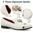 thumbnail image 3 of Loafers for Men Men's Rhombus Velvet Loafers White Wedding Dress Shoes Men's Gold Buckle, White-06, 11 US, 3 of 5