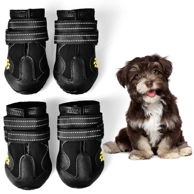 TIMIFIS Dog Cat Shoes Boots Dog Boots Skid-Proof Dog Booties With Reflective Rugged Sole 4PC - Fall/Winter