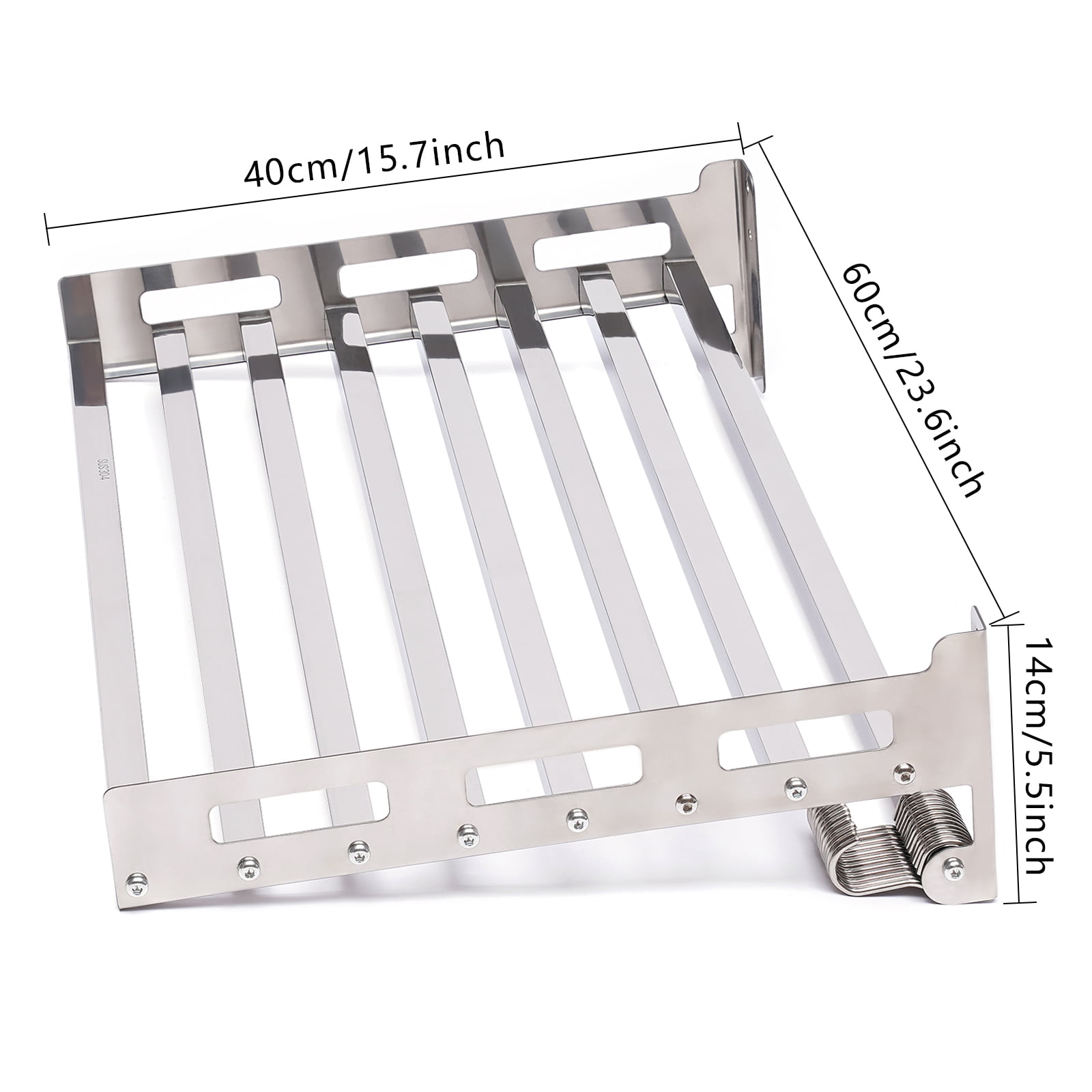 Loyalheartdy Wall Mount Microwave Oven Bracket 201 Stainless Steel Wall Seasoning Shelf w/ 12 Hooks for Kitchen (Silver)