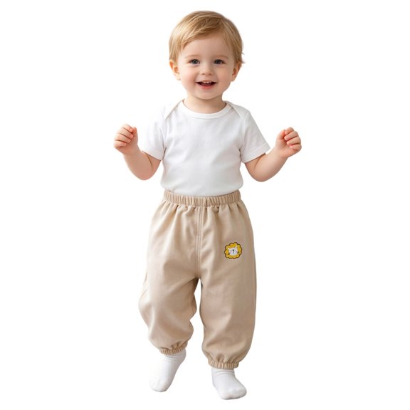 YIWULA Boys Sweatpants with Pockets- Quick-Dry Elastic Waist Casual Baggy Kids Wide Leg Pants(Beige,100)