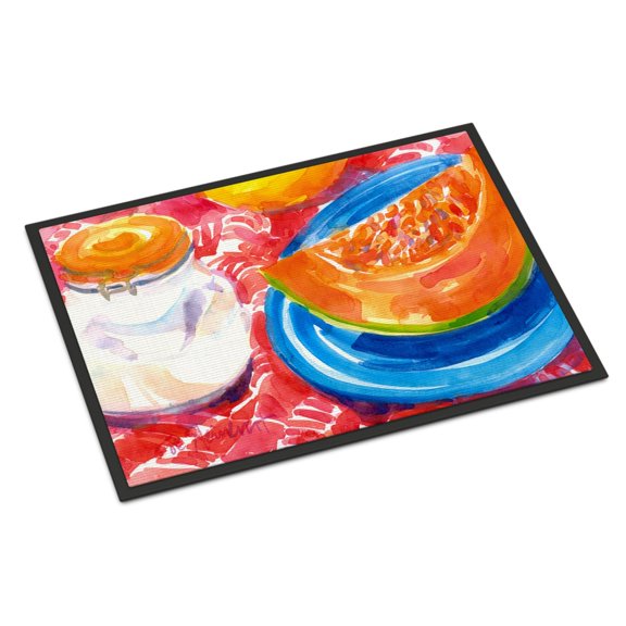 Carolines Treasures 6036MAT A Slice of Cantelope  Door Mat Indoor Rug or Outdoor Welcome Mat 18X27 Doormat 27"L x 18"W