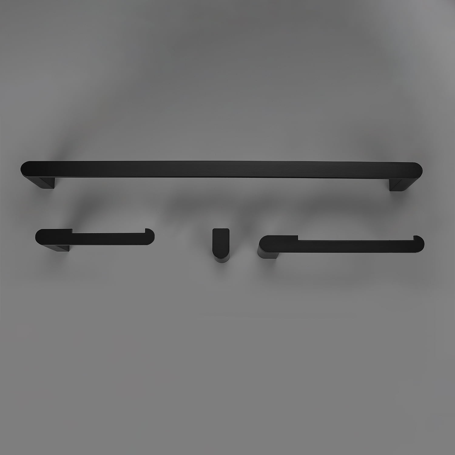 Globe Electric 4-Piece Matte Black Bathroom Hardware Kit, Towel Bar, Toilet Paper Holder, Towel Ring, Robe Hook (1-Pack)