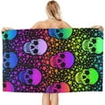 thumbnail image 2 of Neon Skull Star Large Beach Towel - Plush Thick Cotton Pool Towel, Adult Beach Towels, 2 of 16