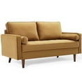 thumbnail image 2 of Modway Valour Causeuse Moderne en Velours de Performance, Brun Cognac/noyer, 2 of 9