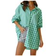 thumbnail image 4 of LYXSSBYX Long Sleeve Shirts for Women Women Fashion Turndown Collar T Print Lattice Sleeve T Shirt Blouse Tops, 4 of 8